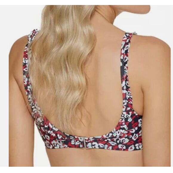 Tommy Hilfiger Bikini Top Hamilton Floral Ruffle Bralette Blue Red Large NWT - Picture 2 of 6